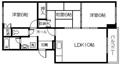 南5条ハイツ(3LDK/3階)の間取り写真