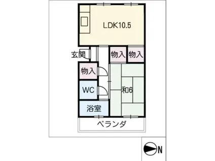 田辺ビル(1LDK/2階)の間取り写真