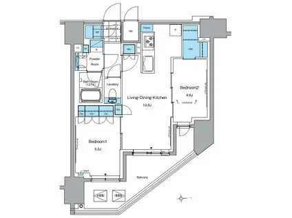 LEFOND PROGRES田原町(2LDK/14階)の間取り写真