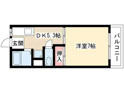 サンライズII(1DK/2階)の間取り写真