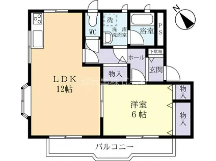 ドミール・サカド D棟(1LDK/1階)の間取り写真