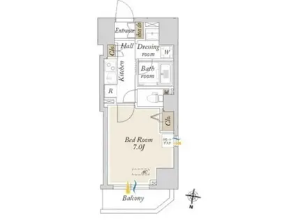 ラドゥセール中落合(1K/3階)の間取り写真