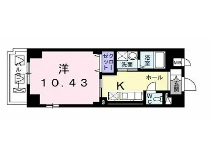 ラ・ブローテ東加古川(1K/3階)の間取り写真