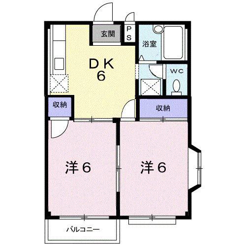エルディム駿河台(2DK/2階)の間取り写真