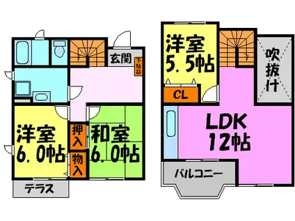 ツインコートII(3LDK/1階)の間取り写真