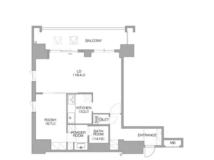 リバーサイドタワー中之島(1LDK/22階)の間取り写真
