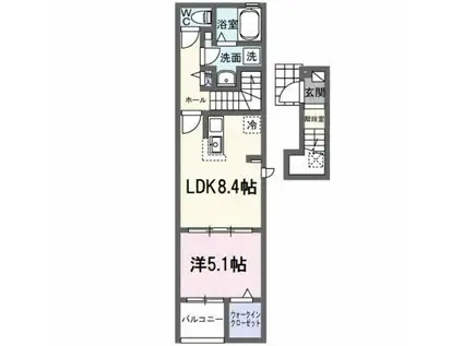 グレイス横根(1LDK/2階)の間取り写真