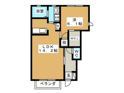 センチュリー2(1LDK/1階)の間取り写真