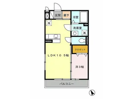 ディアコートKH II棟(1LDK/2階)の間取り写真