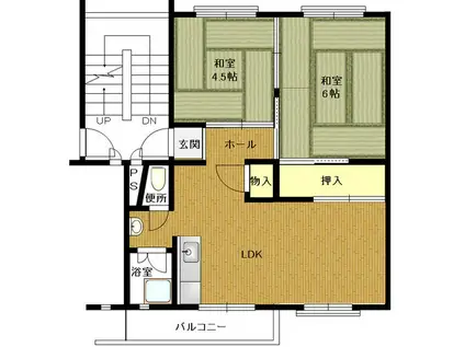 兵庫県公社 伊丹鴻池3B号棟(2LDK/5階)の間取り写真