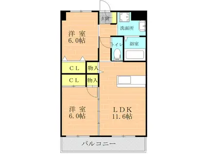 ホワイトアルバム(2LDK/1階)の間取り写真