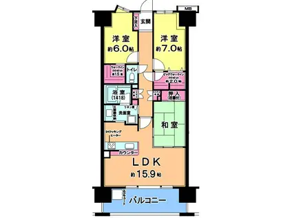 レイディアントシティ印西牧の原フォレストヴィラ(3LDK/9階)の間取り写真
