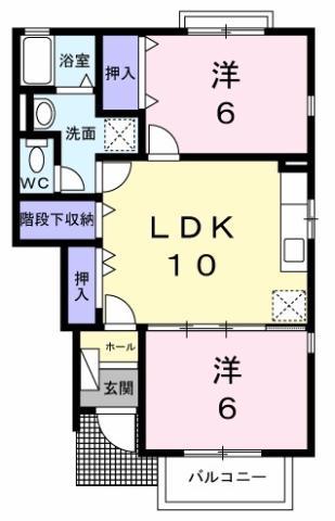 ヴィラ・ファミール A棟(2LDK/1階)の間取り写真