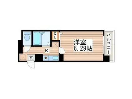 サンシティ五橋アヴァンツァーレ(1K/9階)の間取り写真