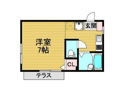 ティホシィ(1K/1階)の間取り写真