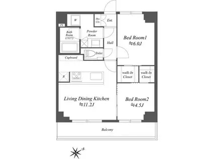 ブライズ白金台(2LDK/8階)の間取り写真