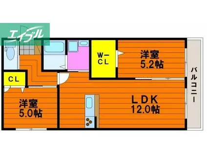 フロイデ I(2LDK/2階)の間取り写真