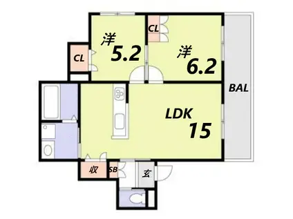 GRAND FORESTA N(2LDK/1階)の間取り写真
