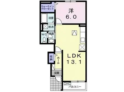 ルーチェラルゴII(1LDK/1階)の間取り写真