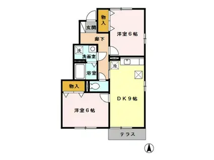 エスポワールみなみ野(2DK/1階)の間取り写真