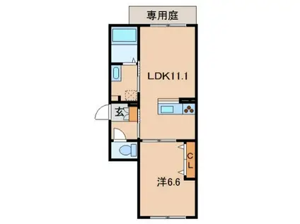 FELICE紀三井寺(1LDK/1階)の間取り写真