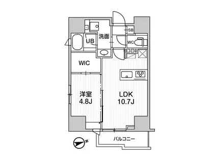 シーズンフラッツ蔵前パークフロント(1LDK/4階)の間取り写真