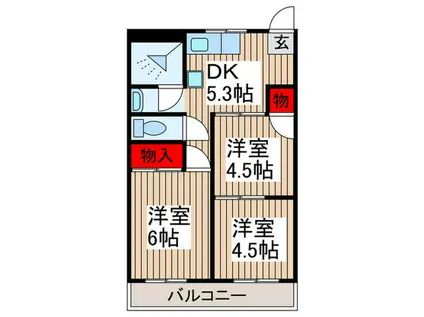 末広ビル(3DK/4階)の間取り写真