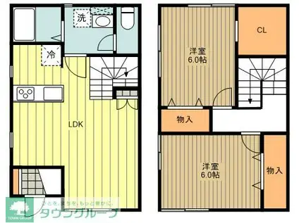 ディアヒルズI(2LDK/1階)の間取り写真