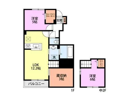 BELL LEAD寺山(2LDK/1階)の間取り写真