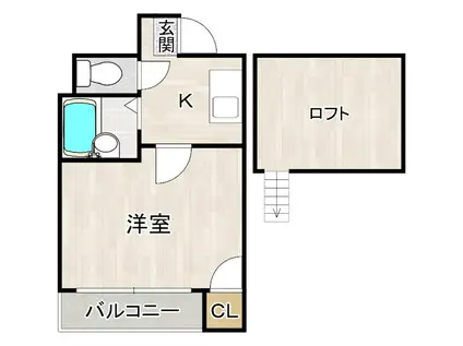 コンパートハウス大濠西(1K/2階)の間取り写真