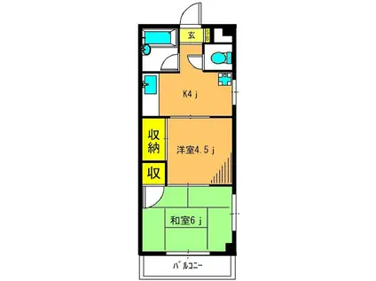 カザマビル(2K/3階)の間取り写真