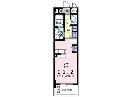 ルイシャトレ鏡(ワンルーム/3階)の間取り写真