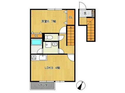 TOUSHIN KOGANE(1LDK/2階)の間取り写真