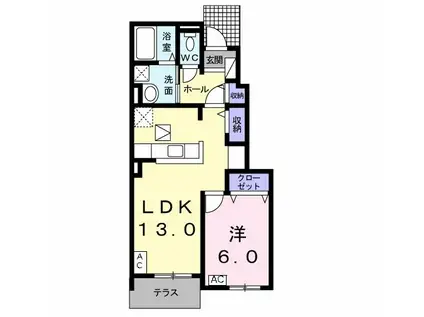 カーサ ルシェロ(1LDK/1階)の間取り写真