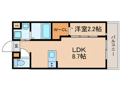 リアコート枚方御殿山町サウス(1LDK/1階)の間取り写真
