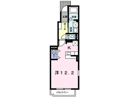 ポルト コリーヌ(ワンルーム/1階)の間取り写真