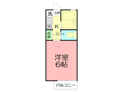 グレイスK(1K/2階)の間取り写真