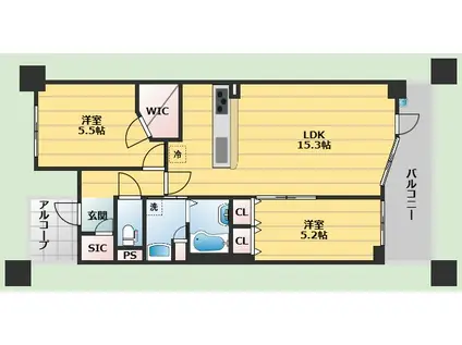 ロジュマン池田石橋(1SLDK/5階)の間取り写真