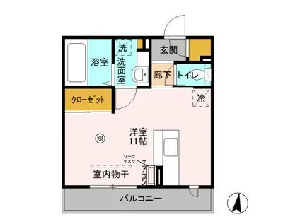 グラン・レーヴ(ワンルーム/2階)の間取り写真