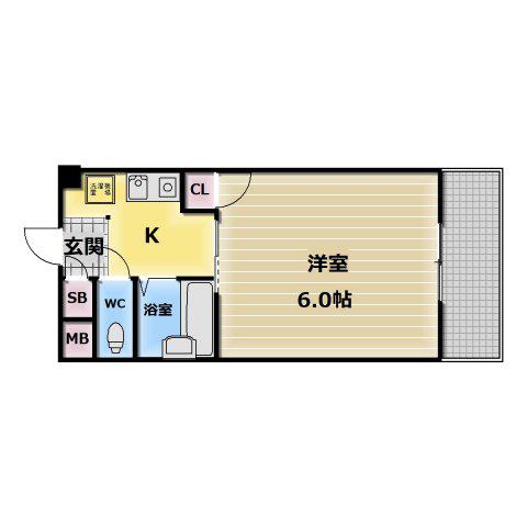 ビクトワール小阪(1K/6階)の間取り写真