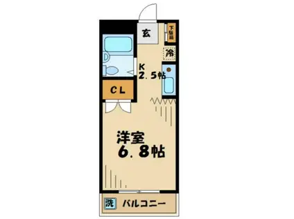 ハーモナイズ・ヴェルデ(1K/2階)の間取り写真