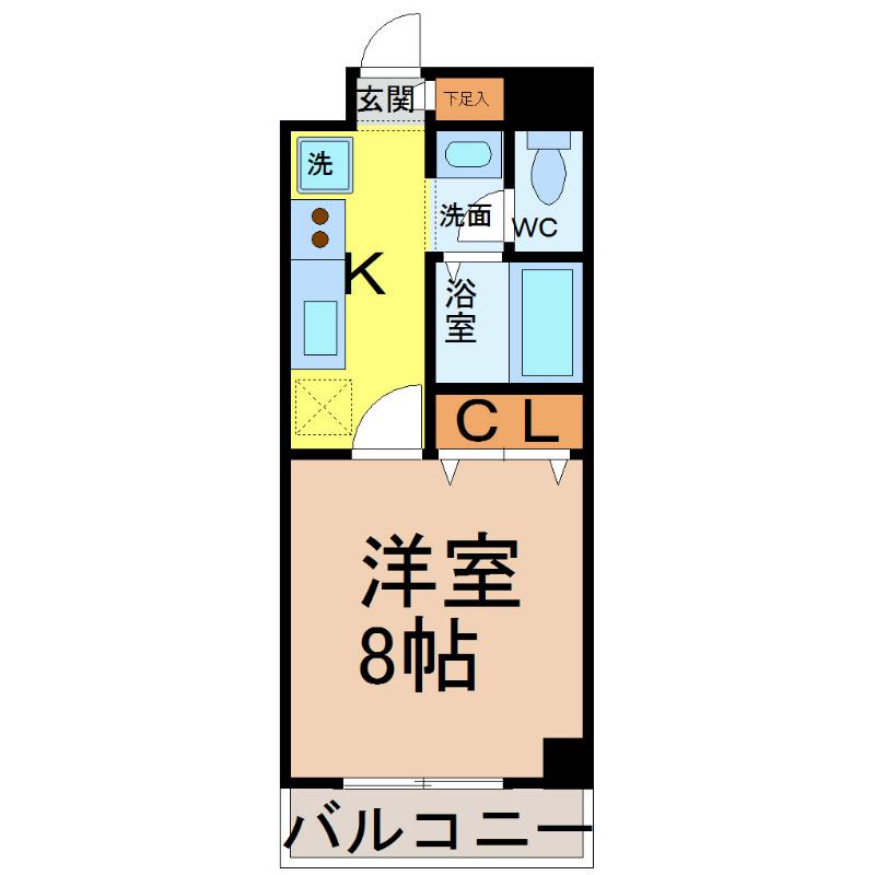WILLDO日比野(1K/5階)の間取り写真