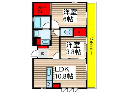 CLIVIA八幡(2LDK/2階)の間取り写真