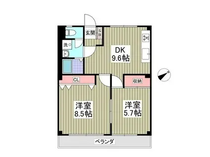 エスピーパレスA15(2DK/3階)の間取り写真