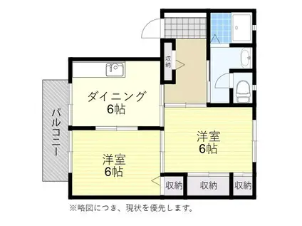 ディアス リボン(2DK/1階)の間取り写真