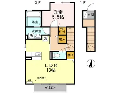 SALZ(1LDK/2階)の間取り写真