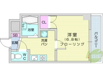 ガーデンプレイスT&T(1K/5階)の間取り写真