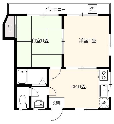 サンハイツ大森(2DK/2階)の間取り写真