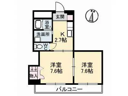 レアンドロス(2K/2階)の間取り写真