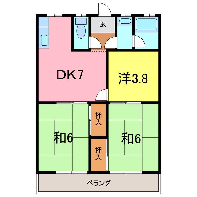 南根ハイツ(3DK/1階)の間取り写真